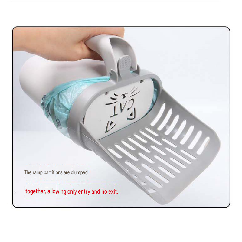 All-in-one Cat Litter Scoop Includes 2 rolls of trash bags- Detachable High-Capacity Waste Storage Bin with Garbage Bags, PP Material Cat Cleaning Tool for Efficient Litter Box Maintenance