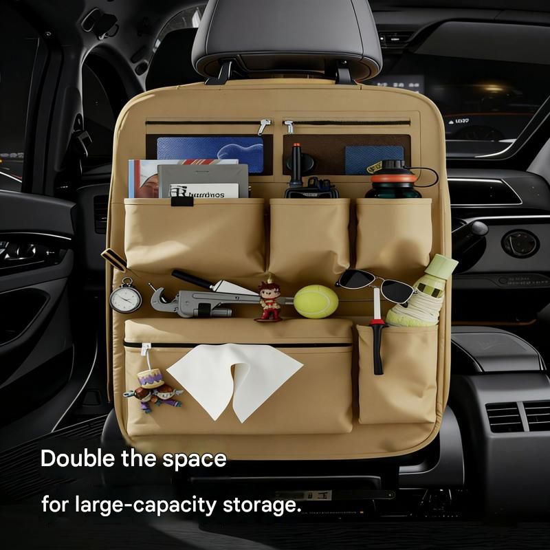 2x Car Seat Back Organiser Multi Pocket Water Resistant Oxford Black