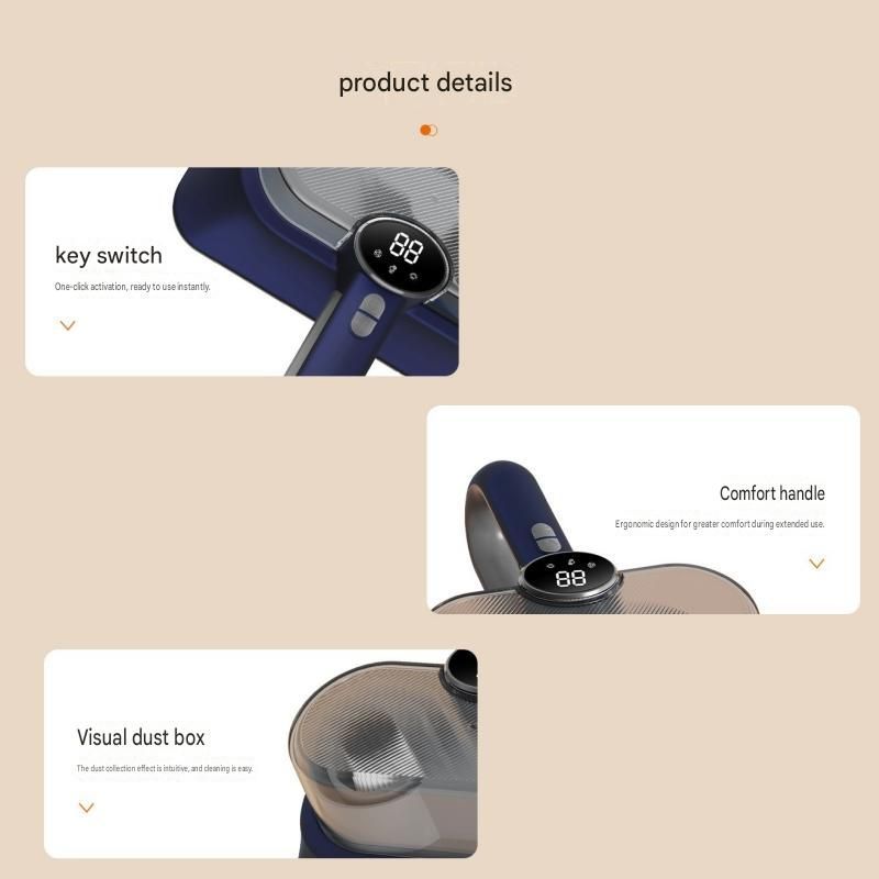 Cordless Dust Mite Remover Vacuum UV Cleaner Bed Mattress Sofa 400ml Kit Blue