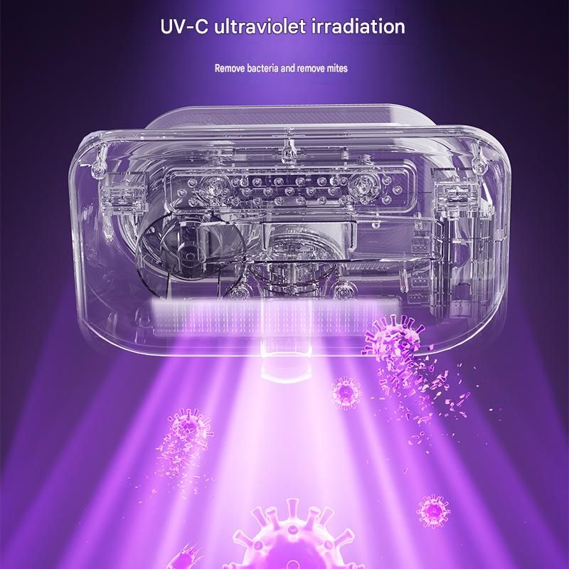 Winter Home Cleaning Comfort Kit - Brass-colored  Retro Train Aromatherapy Humidifier and White Cordless UV Mite Remover Vacuum - 300ml Ultrasonic Mist with Jellyfish Smoke Ring, 400ml Dust Cup, LED Night Light, Remote Control for Bedroom and Bedding Clea
