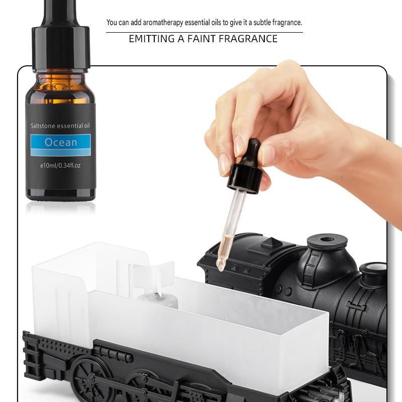 Winter Home Cleaning Comfort Kit - Silvery Retro Train Aromatherapy Humidifier and White Cordless UV Mite Remover Vacuum - 300ml Ultrasonic Mist with Jellyfish Smoke Ring, 400ml Dust Cup, LED Night Light, Remote Control for Bedroom and Bedding Cleaning