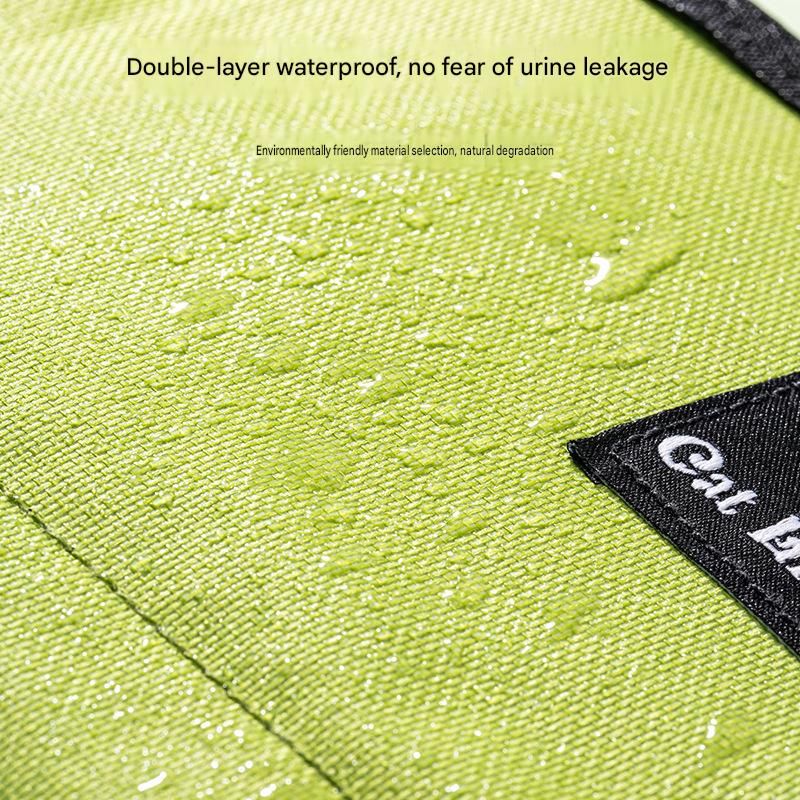 Green Small size Portable Foldable Cat Litter Box - Oxford Fabric Waterproof pet Travel Toilet with High Walls, Lightweight 350g Design for Road Trips Camping and Pet Transport