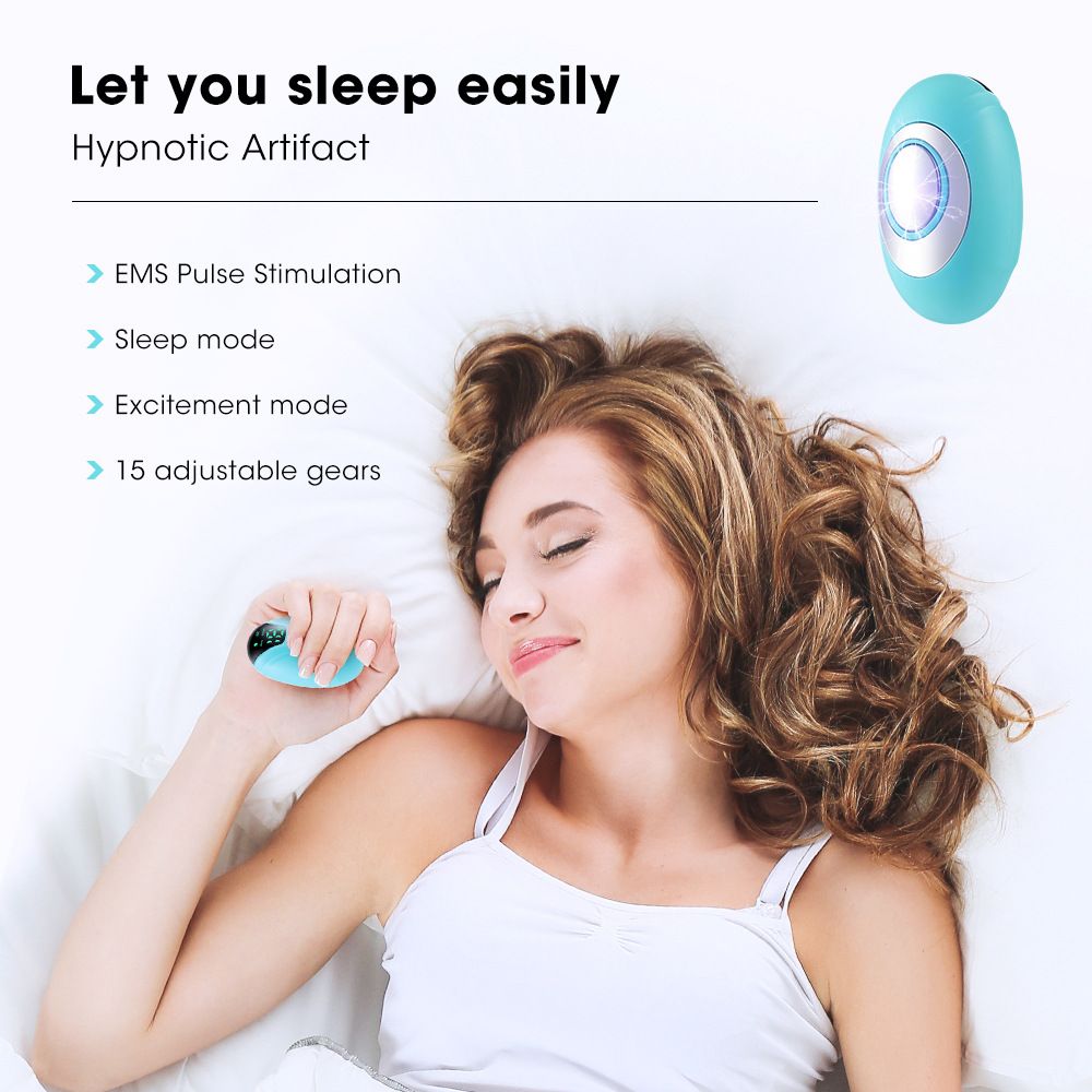 White Portable EMS Pulse Sleep Aid Device - 15 Adjustable Levels, Dual Mode Handheld Relaxation Tool for Stress Relief and Better Sleep Quality