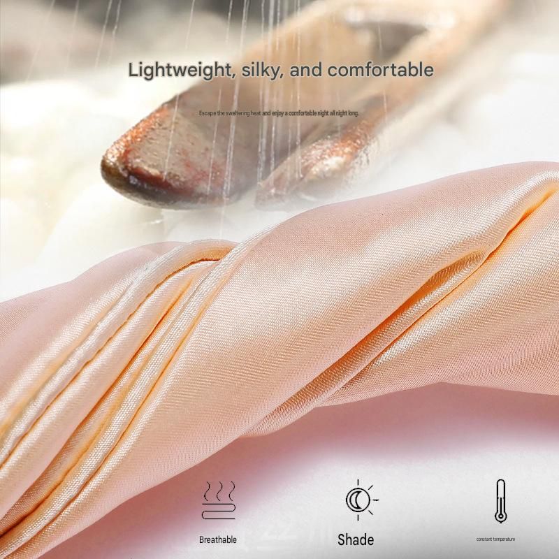 Pink Imitation Silk Sleep Eye Mask - Soft Breathable Light Blocking Design with Elastic Strap for Travel, Nap, and Night Sleep Comfort