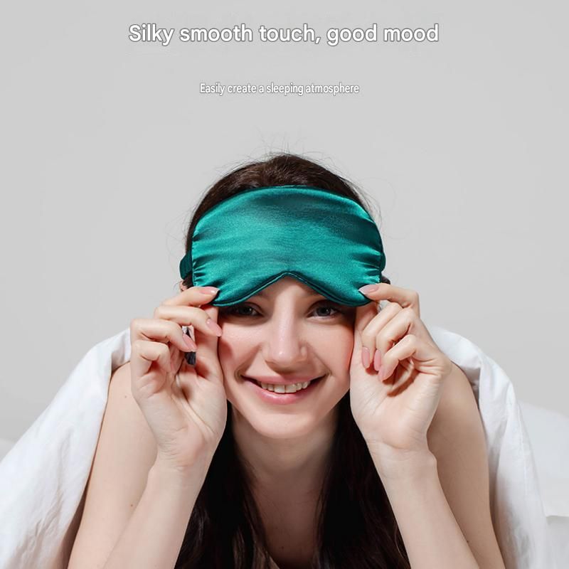 Green Imitation Silk Sleep Eye Mask - Soft Breathable Light Blocking Design with Elastic Strap for Travel, Nap, and Night Sleep Comfort