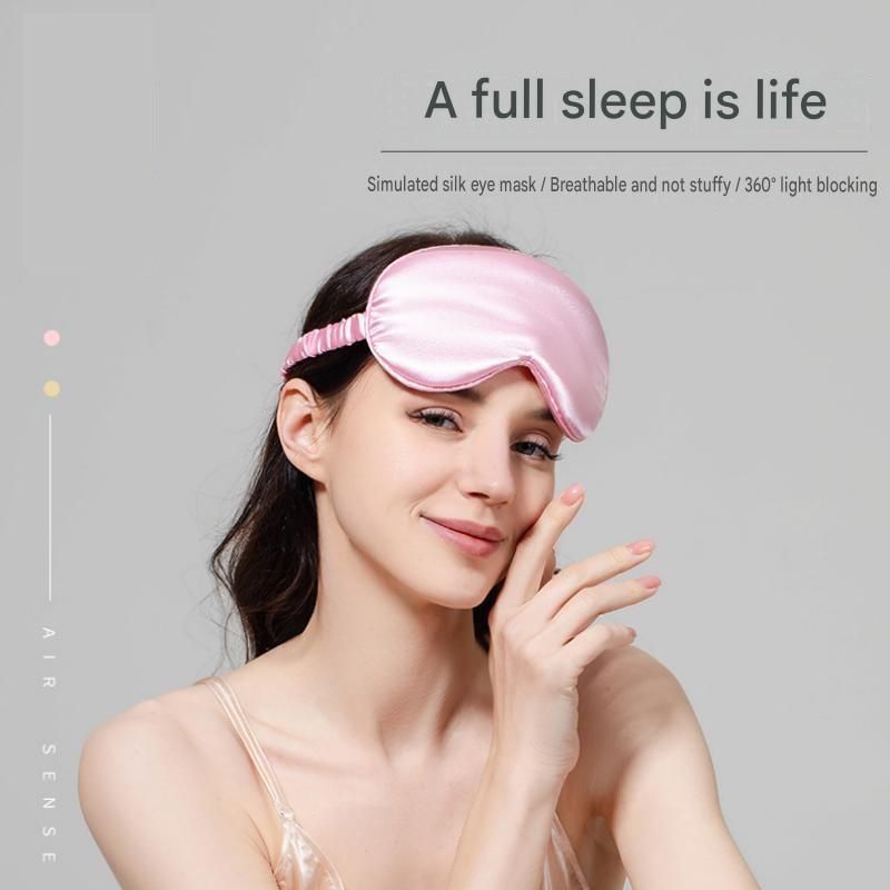 Purple Imitation Silk Sleep Eye Mask - Soft Breathable Light Blocking Design with Elastic Strap for Travel, Nap, and Night Sleep Comfort