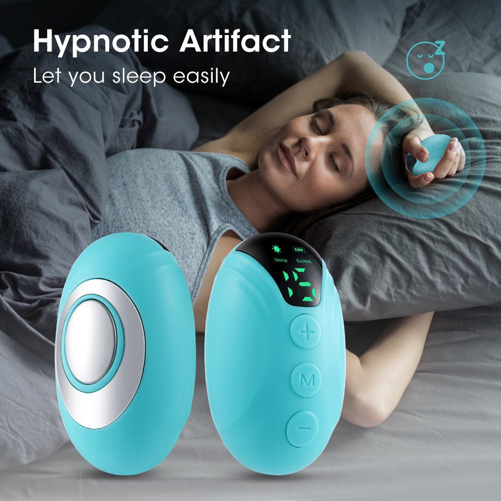 Winter Sleep Aid Bundle - Black Handheld EMS Pulse Device with 15 Levels and Black Imitation Silk Eye Mask for Relaxation, Travel, and Night Rest