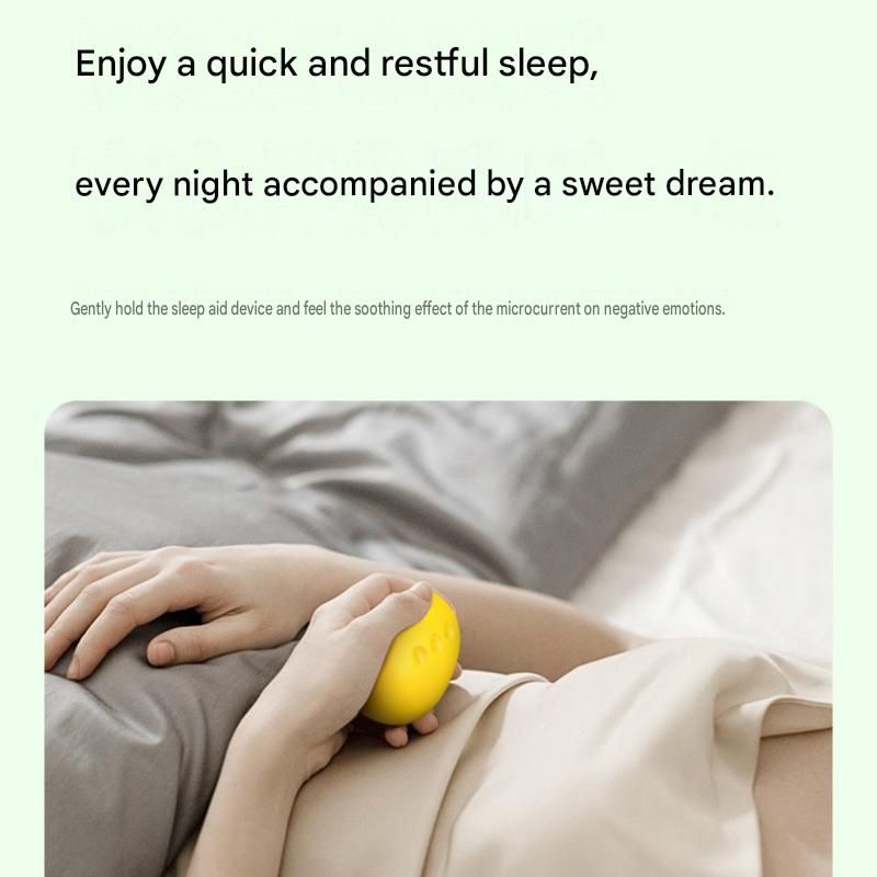 Sleep Aid Combo Set - Yellow Portable Microcurrent Handheld Device and Grey 3D Zero Pressure Eye Mask with Earplugs, USB Rechargeable  Relaxation Tool for Travel and Home Use