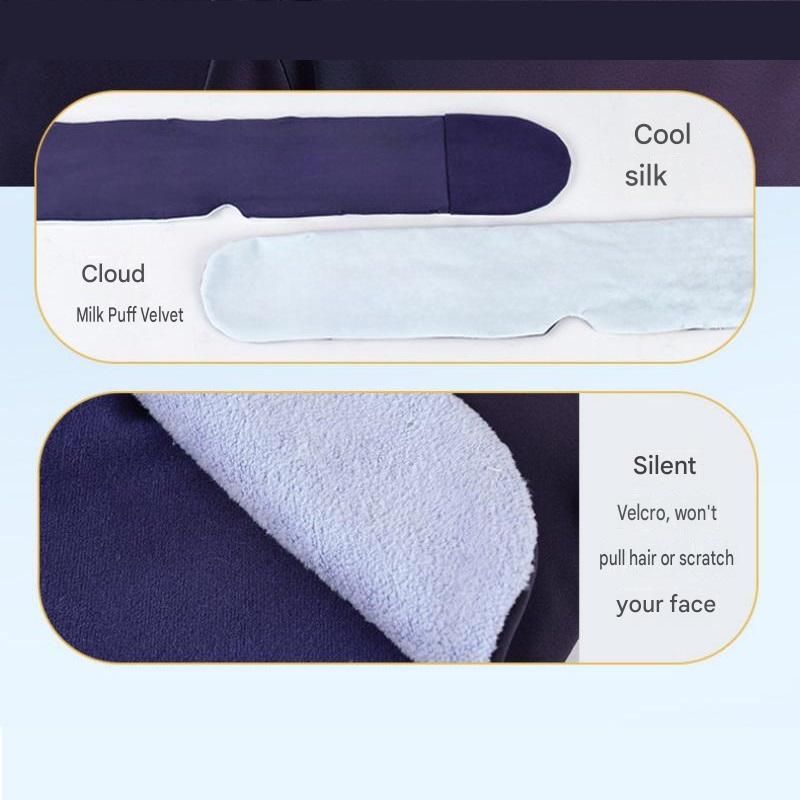 Blue Weighted Sleep Mask - Double-Sided Cooling and Warm Fabric, Micro-Bead Pressure Design, 72cm Adjustable Wrap, Light Blocking Eye Cover for Travel and Home Use