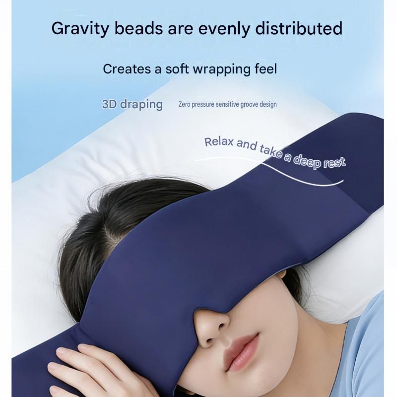 Grey Weighted Sleep Mask - Double-Sided Cooling and Warm Fabric, Micro-Bead Pressure Design, 72cm Adjustable Wrap, Light Blocking Eye Cover for Travel and Home Use