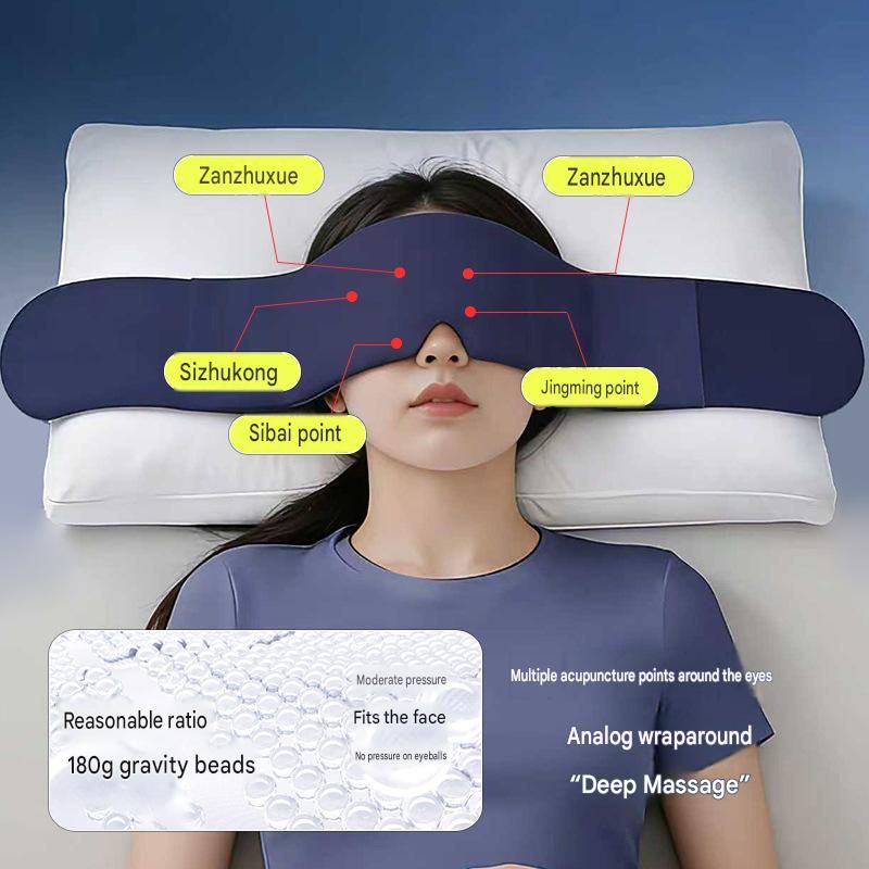 Pink Weighted Sleep Mask - Double-Sided Cooling and Warm Fabric, Micro-Bead Pressure Design, 72cm Adjustable Wrap, Light Blocking Eye Cover for Travel and Home Use