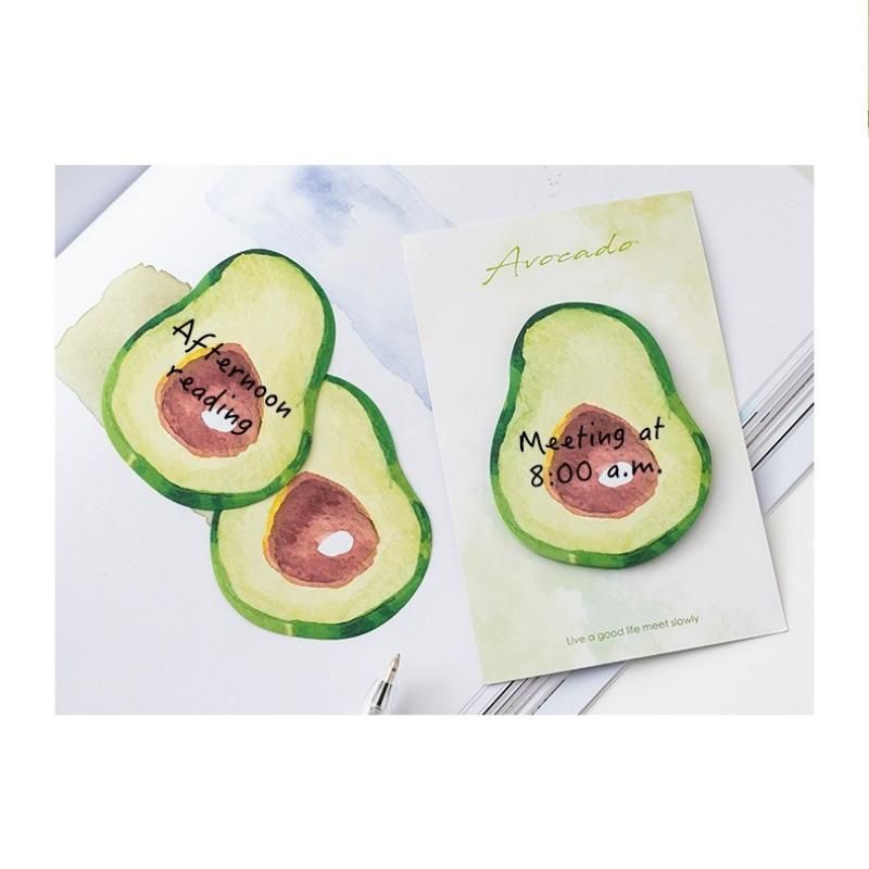 3 Packs Avocado Design Fruit Shaped Sticky Notes - Cute Memo Pads for Journaling Office School - Reusable Adhesive Labels Gift Ready