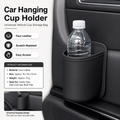 Black Universal Car Door Cup Holder - PU Leather Hanging Storage Organizer for Seat Back and Console side and Door storage compartment - Multi-Purpose Beverage Pocket with Secure Clip Design for Travel and Commute