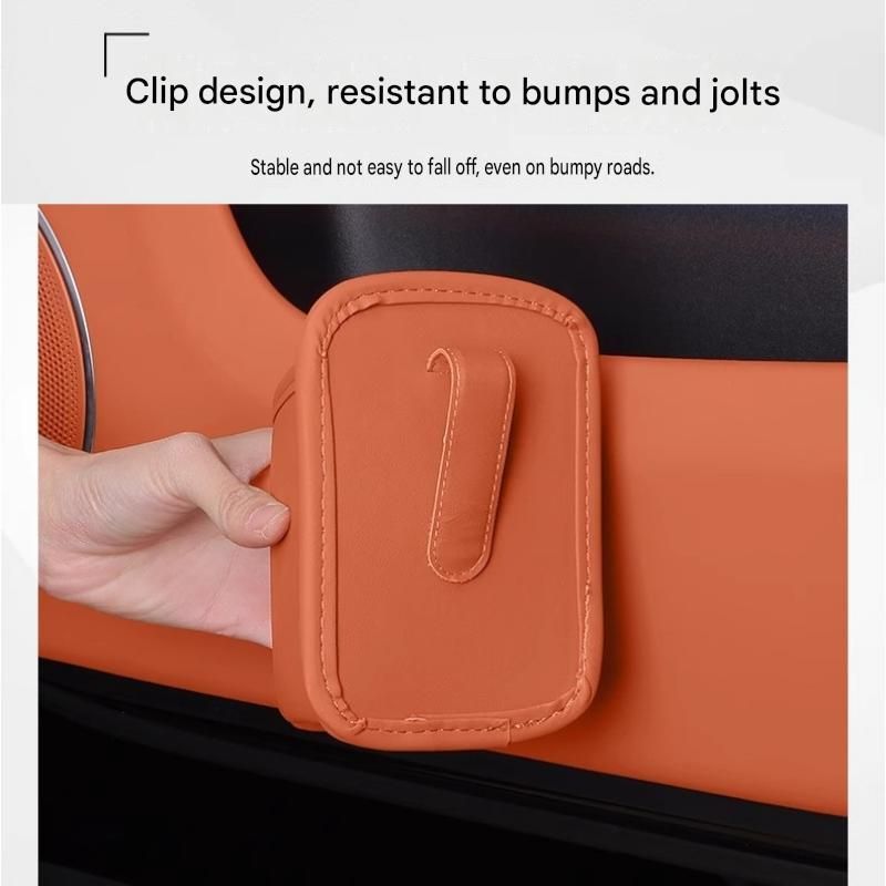 Black Universal Car Door Cup Holder - PU Leather Hanging Storage Organizer for Seat Back and Console side and Door storage compartment - Multi-Purpose Beverage Pocket with Secure Clip Design for Travel and Commute
