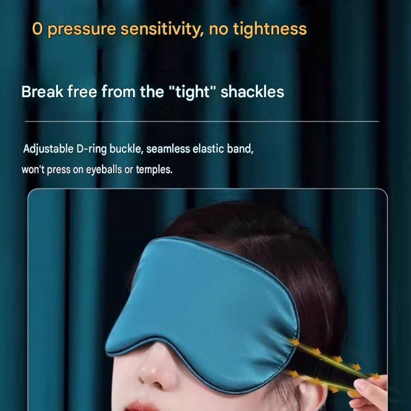 Black Spandex Sleep Eye Mask - 360 Degree Blackout, Zero Pressure Fit, Adjustable Strap, Includes Storage Bag and Earplugs for Travel and Napping