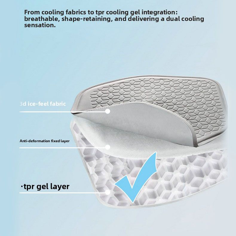 Grey Universal Cooling Gel Seat Cushion - TPR Breathable Honeycomb Pad for Car & Office Chair