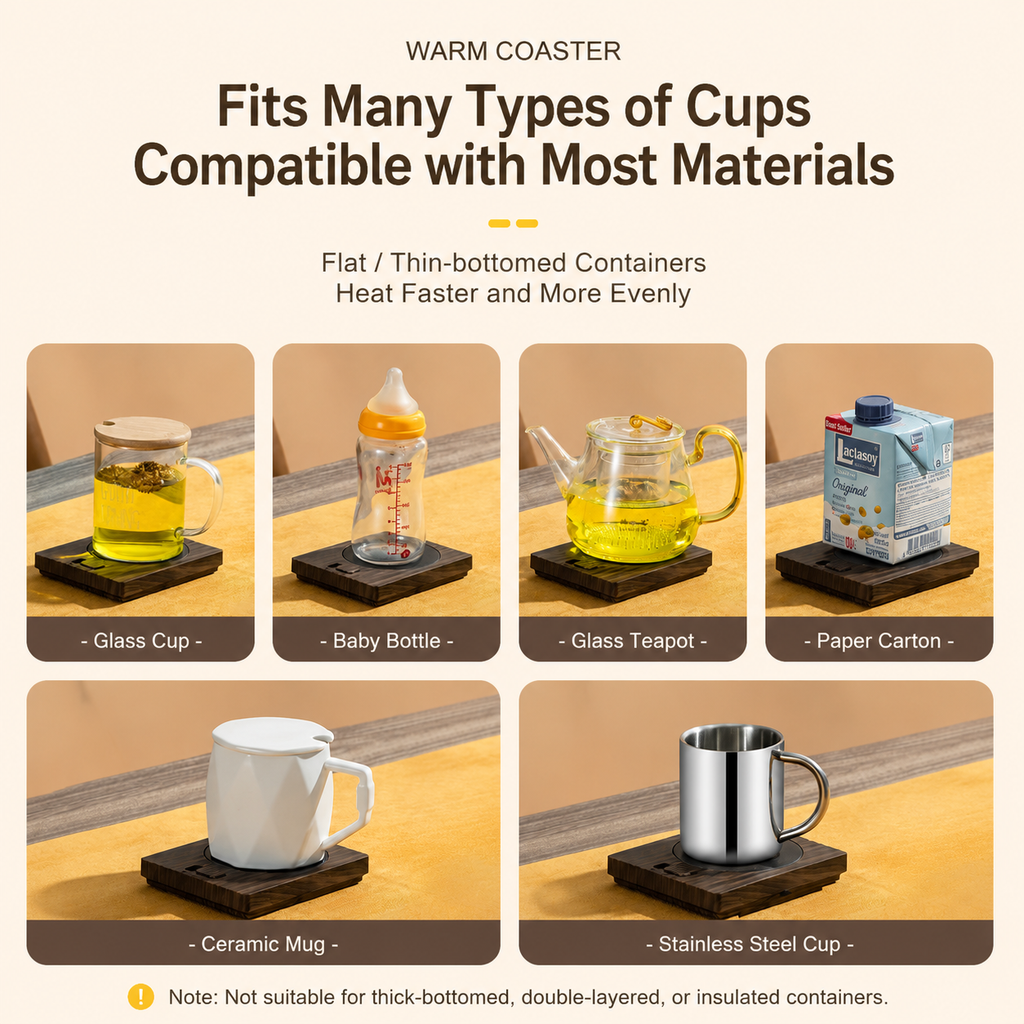 Yellow Coffee Mug Warmer Set with Glass Mug and Lid USB Powered 13W Constant Temperature Heating Coaster Approx 45C for Office Home Gift Use