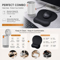 Black silicone wrist rest with 20-in-1 electronics cleaning kit - portable multi-functional brush set, ergonomic mouse pad, suitable for office and travel.