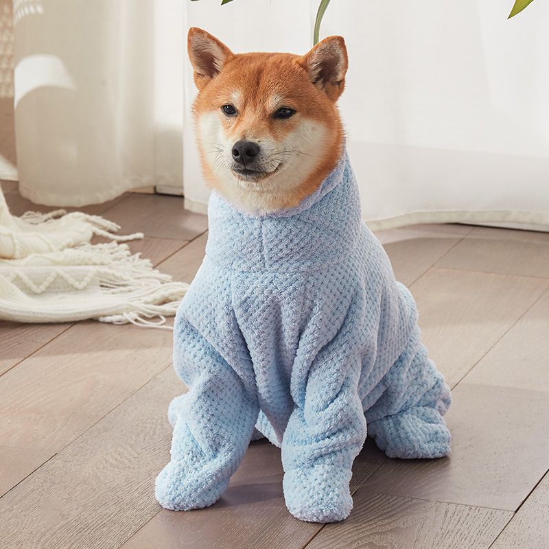 Pet Wearable Bathrobe Towel (Size XXXL) - Quick-drying, absorbent full-body cover with hood and zipper, suitable for dog and cat grooming