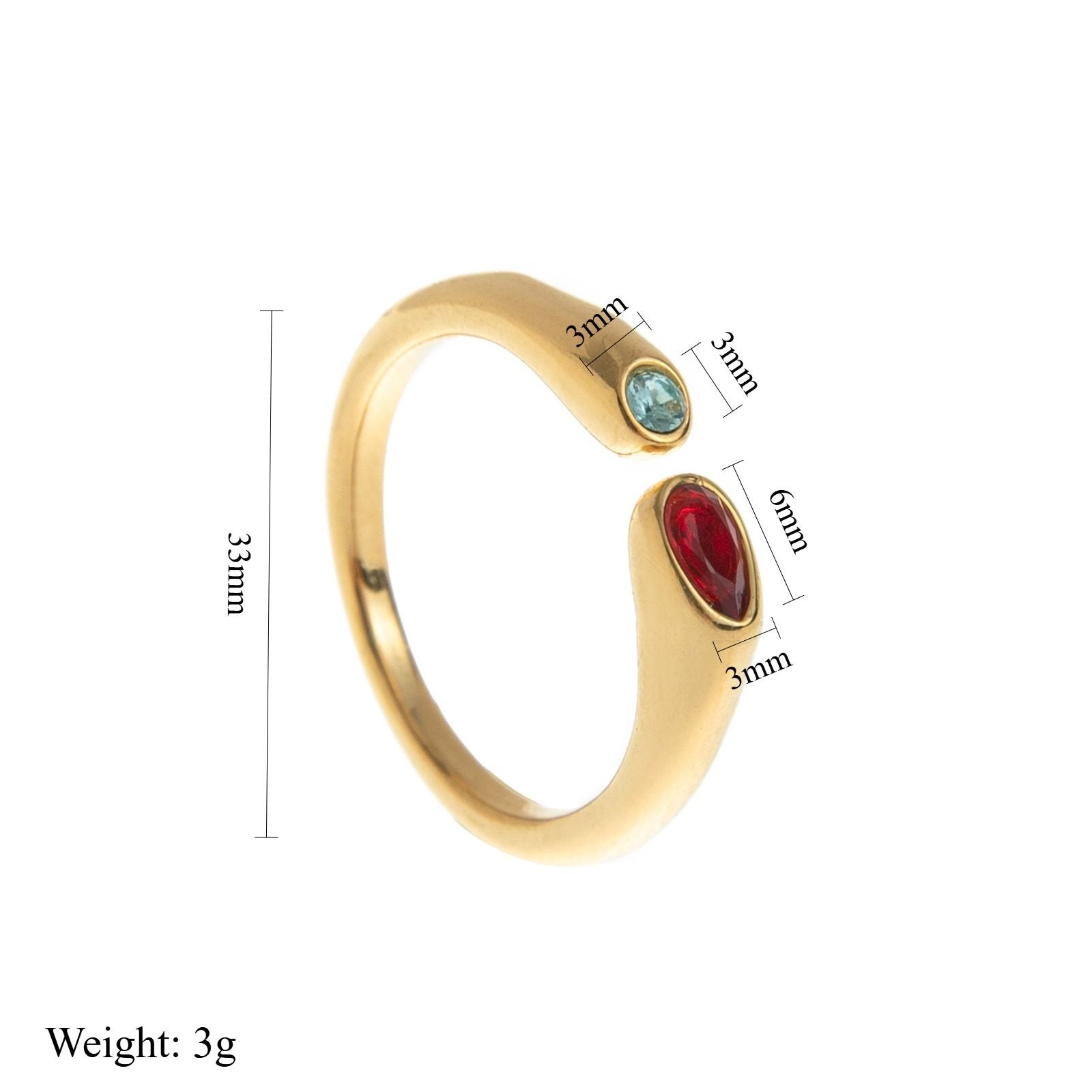 Adjustable Birthstone(June) Open Ring Set 18K Gold Plated Stainless Steel Minimalist Dainty Stackable Gemstone Rings Personalized Jewelry Gift Box Included Everyday Wear Gift