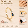 Adjustable Birthstone(September) Open Ring Set 18K Gold Plated Stainless Steel Minimalist Dainty Stackable Gemstone Rings Personalized Jewelry Gift Box Included Everyday Wear Gift