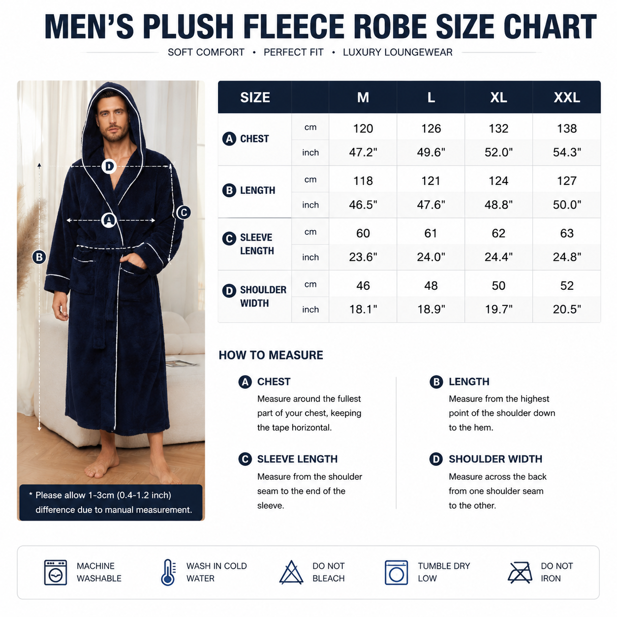 Men's Plush Fleece Hooded Bathrobe Grey M Size Shawl Collar Dressing Gown - Thick Warm Soft Winter Loungewear with Belt Deep Pockets Machine Washable Home Spa Comfort Gift Ready