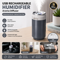 Dark Gray USB Rechargeable Humidifier Aroma Diffuser Mini Can Mist Maker Portable Car Home Desktop Air Moisturizer with LED Light