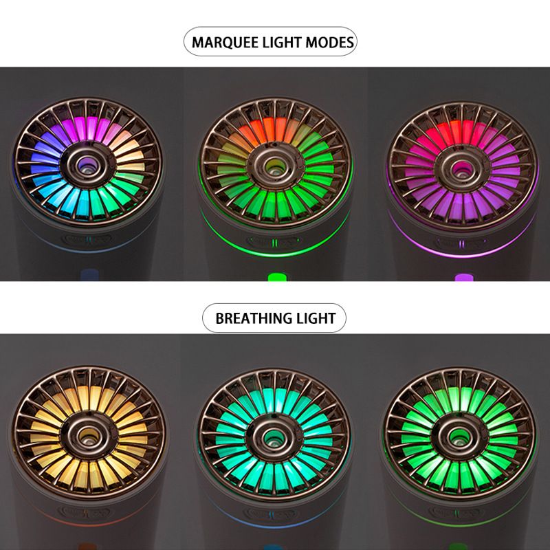 White USB Rechargeable Car Aroma Diffuser Humidifier with Ambient Light, 300ml Portable Mist Air Freshener for Vehicle Office Home
