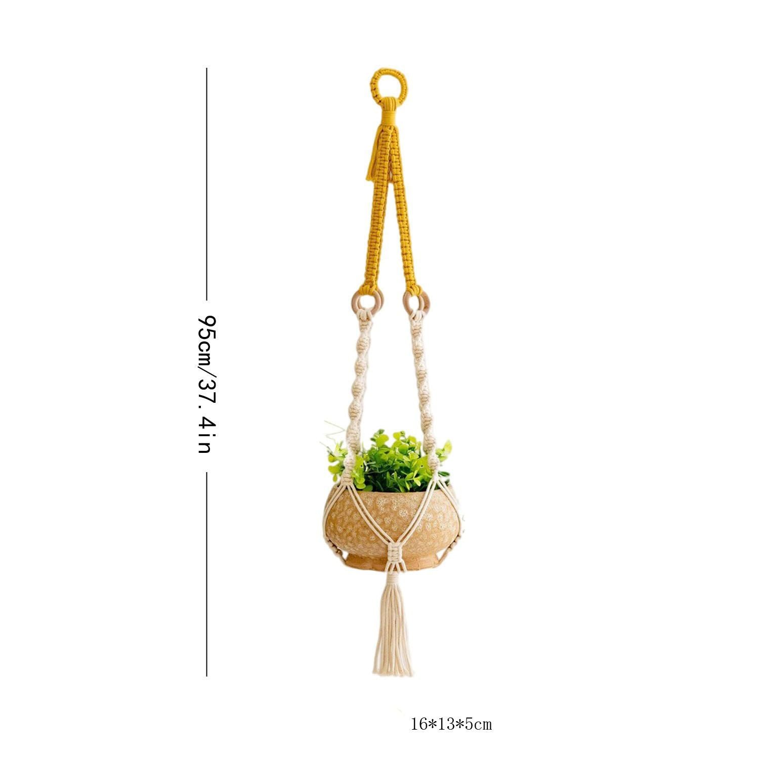Handmade Plant Hanger Set 2 PCS（Type B）, Macrame Hanging Planter Basket with Cotton Rope Woven Design, Boho Plant Holder for Indoor Outdoor Garden Balcony Home Decor, Creative Hanging Flower Pot Holder