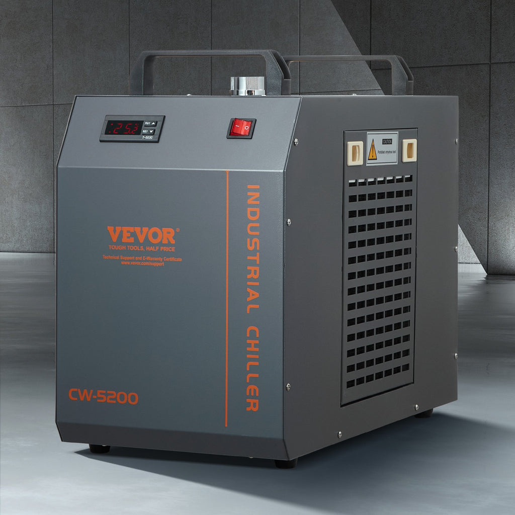 Industrial Water Chiller, CW-5200, Industrial Water Cooler Cooling System with Built-in Compressor 7L Water Tank Capacity 13 L/min Max Flow Rate, for CO2 Laser Engraving Machine Cooling Machine