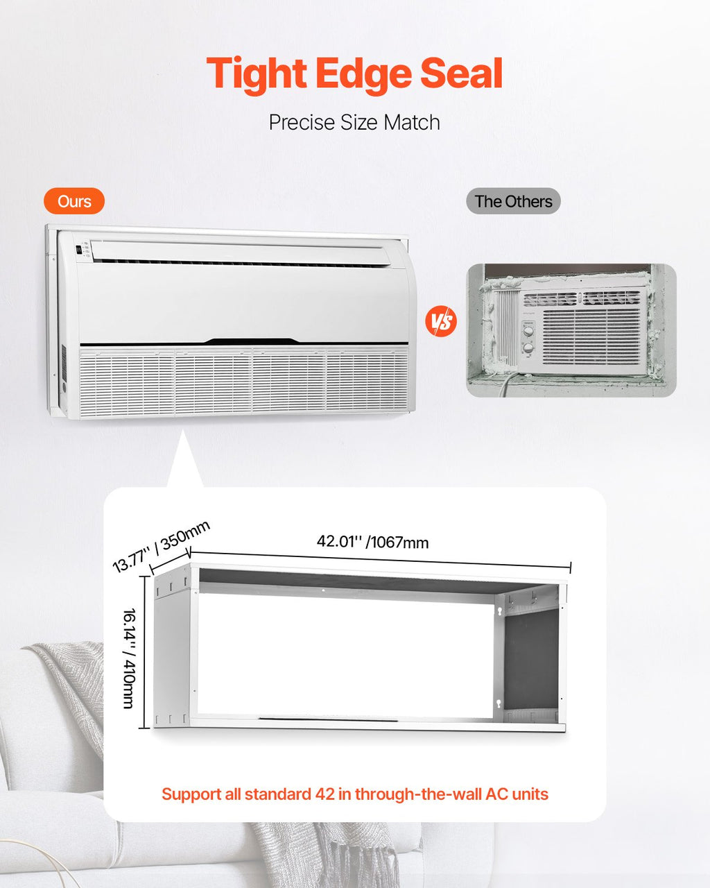 Air Conditioner Wall Sleeve 42 in Universal Through the Wall AC Sleeve