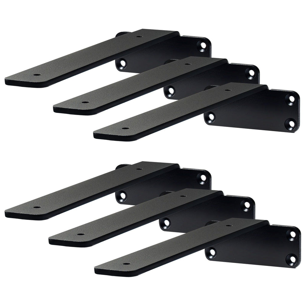 Shelf Bracket, 26.1cmL x 10cmW x 4.5cmH, 6 Pcs Heavy Duty Floating Shelf Brackets, Brackets for Shelves, 5mm Thick Matte Black L Shelf Bracket,Steel Shelving Brackets with 72.6 kg Load Capacity