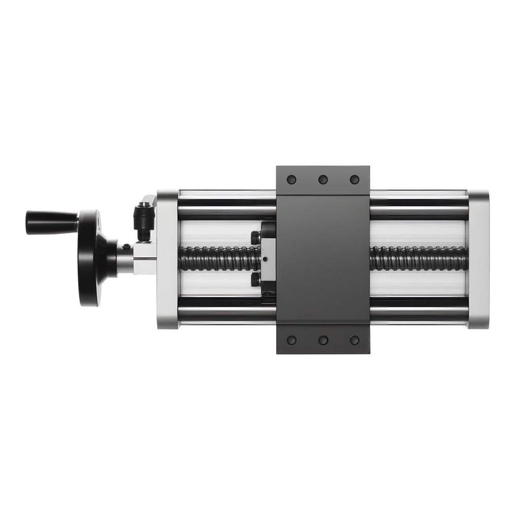 Linear Stage Actuator, 100 mm Effective Stroke, Ball Screw CNC Linear Motion Guide Rail, Double Optical Axis, C7 High-Precision, Bearing Slide Block, Manual Handwheel, for CNC Router X Y Z Axis