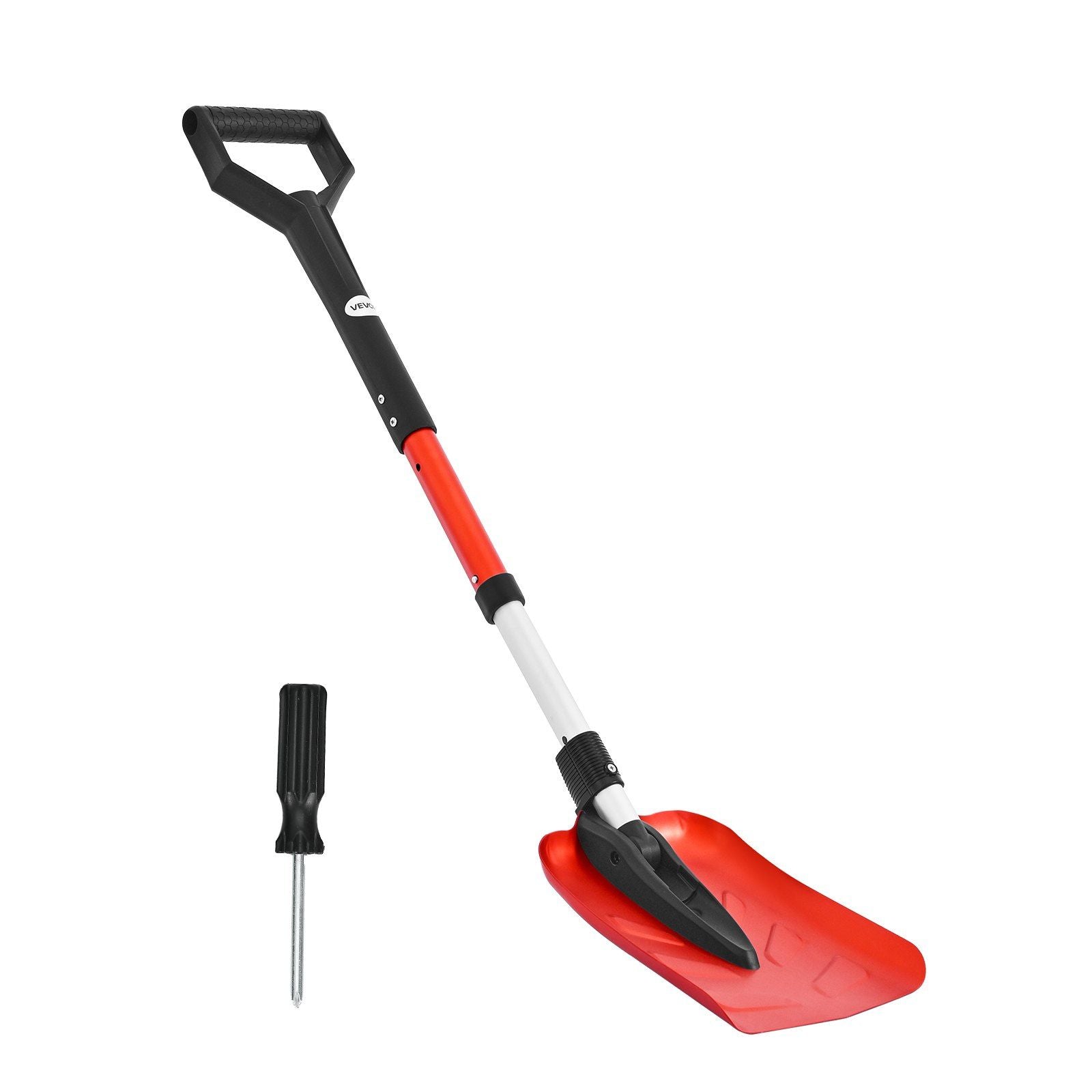 Snow Shovel for Driveway, 22cm Foldable Snow Shovel with D-shaped Handle, , 36-40 in Adjustable, Lightweight Aluminum Alloy Snows Removal Tool, Reduce Back Strains for Garden Car Camping