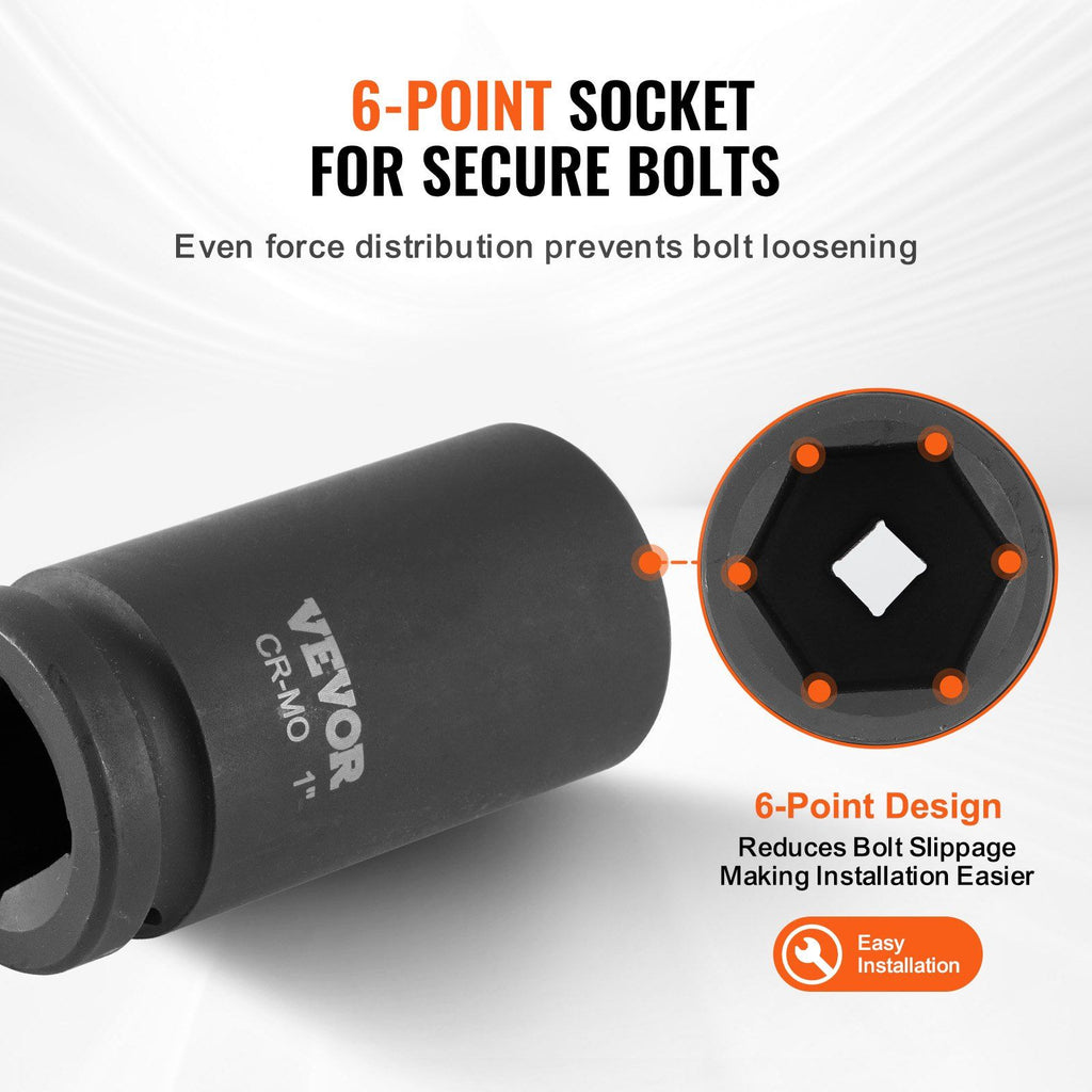 Axle Nut Impact Socket Set, 3/4" Drive Deep 6-Point 8-Piece SAE Spindle Nut Socket Set, CR-MO Heat Treated Large Socket Set with Storage Case, for Auto Repair, Removing or Installing Axle Nuts