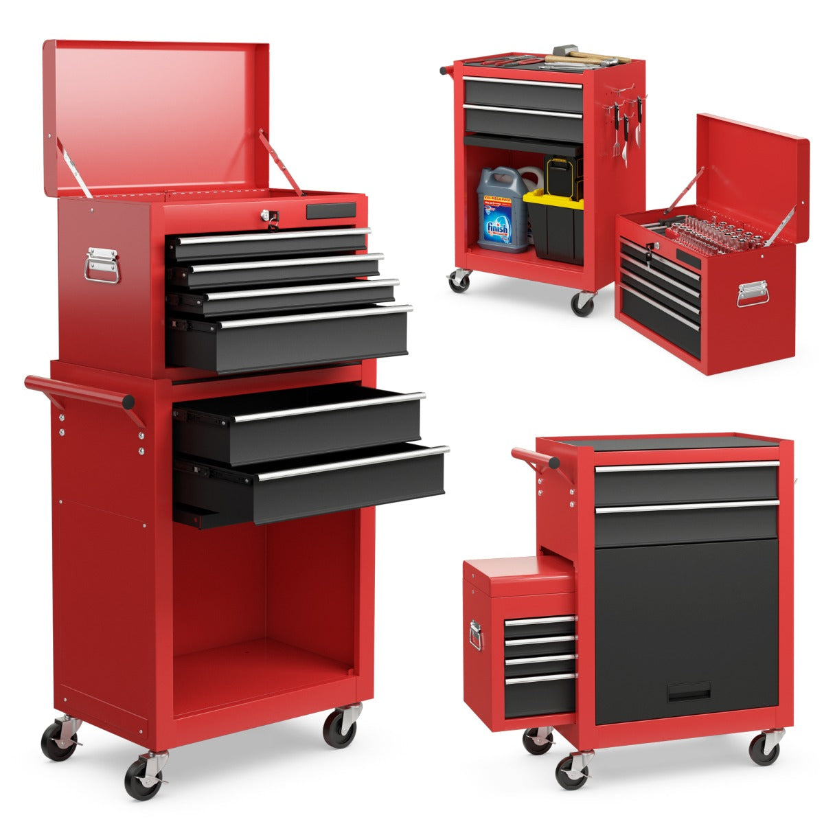 NNECW 6-Drawer Rolling Lockable Tool Chest for Garage &amp; Factory &amp; Workshop -Multicolour-1